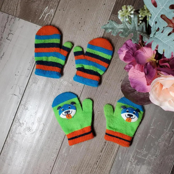 Jumping Beans Toddler Size 2T-4T Mittens Bundle Blue Green Orange EUC - Picture 1 of 9